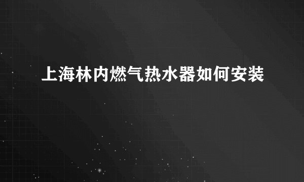 上海林内燃气热水器如何安装