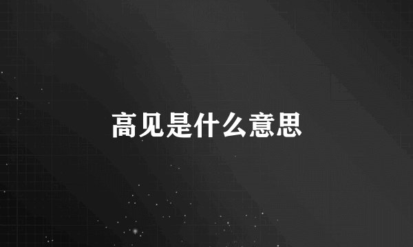 高见是什么意思