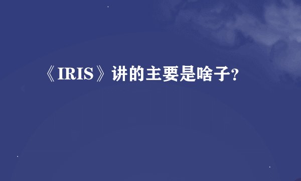 《IRIS》讲的主要是啥子？