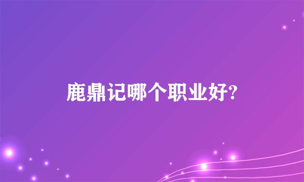 鹿鼎记哪个职业好?
