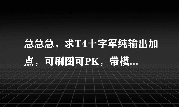 急急急，求T4十字军纯输出加点，可刷图可PK，带模拟器图，十万火急......
