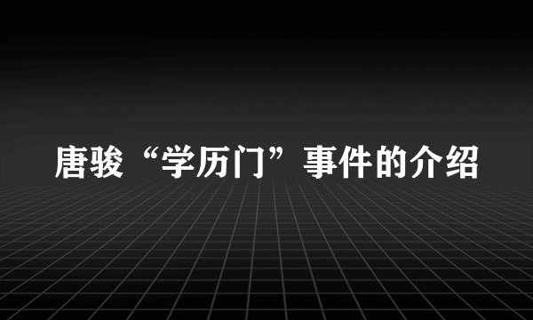 唐骏“学历门”事件的介绍