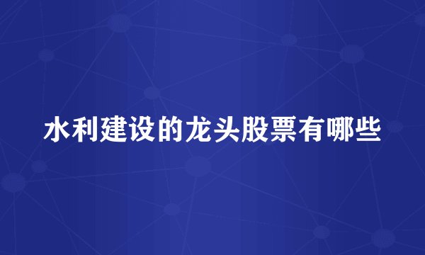 水利建设的龙头股票有哪些