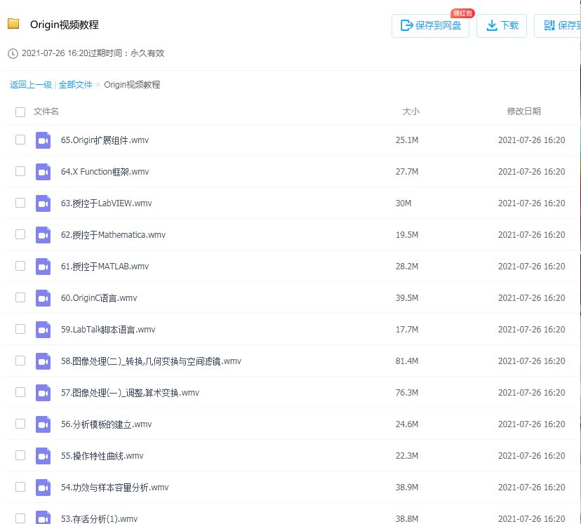 求origin 视频教程下载地址.