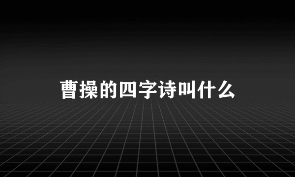 曹操的四字诗叫什么