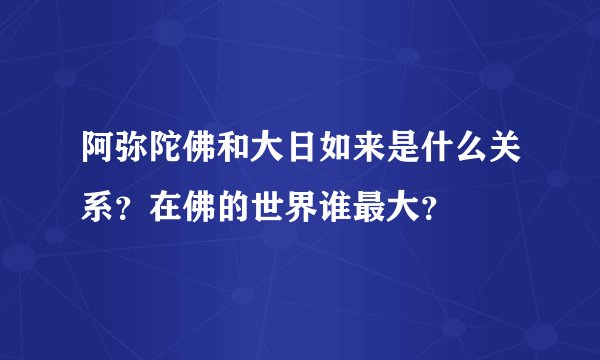 阿弥陀佛和大日如来是什么关系？在佛的世界谁最大？