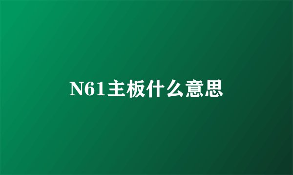 N61主板什么意思