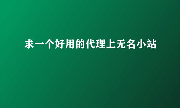 求一个好用的代理上无名小站