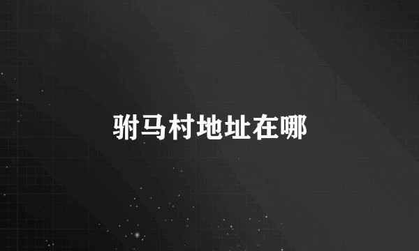 驸马村地址在哪
