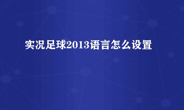 实况足球2013语言怎么设置