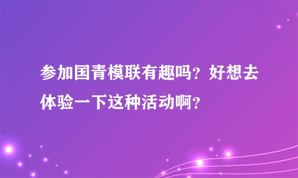 参加国青模联有趣吗？好想去体验一下这种活动啊？