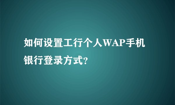 如何设置工行个人WAP手机银行登录方式？