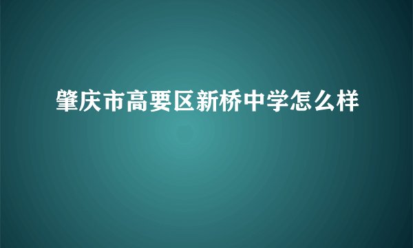 肇庆市高要区新桥中学怎么样