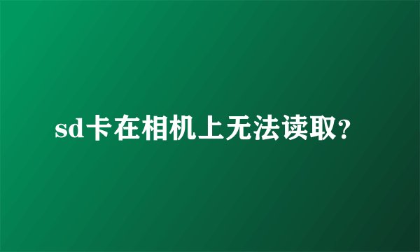 sd卡在相机上无法读取？