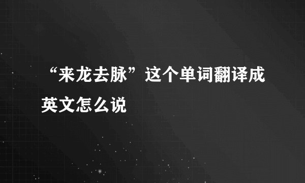 “来龙去脉”这个单词翻译成英文怎么说