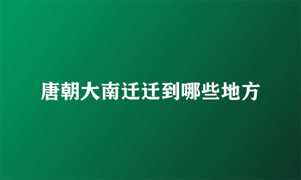 唐朝大南迁迁到哪些地方