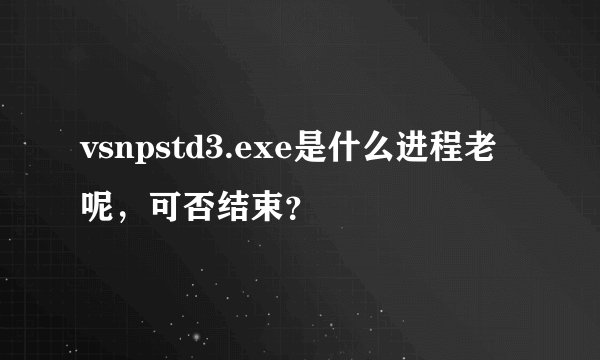 vsnpstd3.exe是什么进程老呢，可否结束？