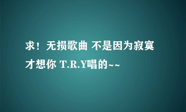 求！无损歌曲 不是因为寂寞才想你 T.R.Y唱的~~
