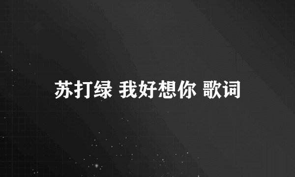 苏打绿 我好想你 歌词