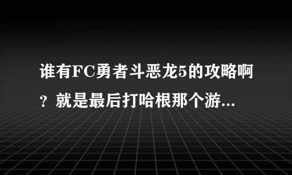 谁有FC勇者斗恶龙5的攻略啊？就是最后打哈根那个游戏。要完整攻略