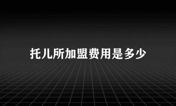 托儿所加盟费用是多少