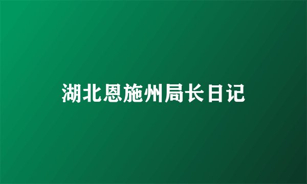 湖北恩施州局长日记