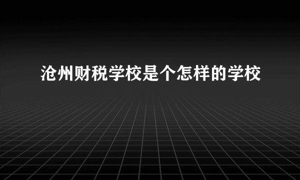 沧州财税学校是个怎样的学校