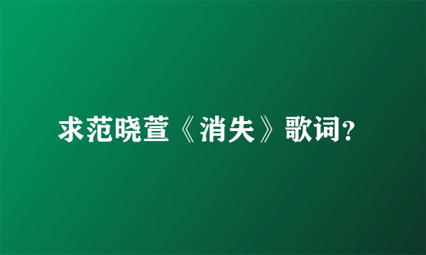 求范晓萱《消失》歌词？