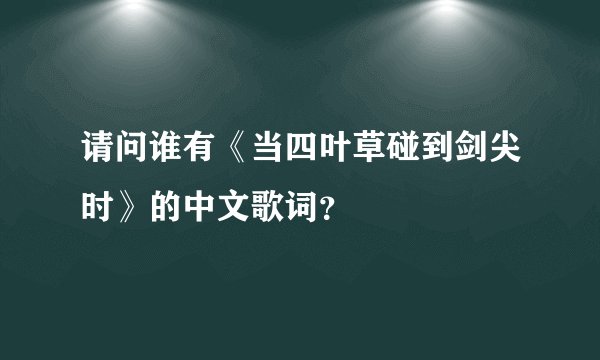 请问谁有《当四叶草碰到剑尖时》的中文歌词？