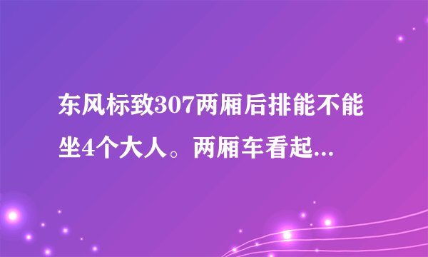东风标致307两厢后排能不能坐4个大人。两厢车看起来好小啊。还没有20...