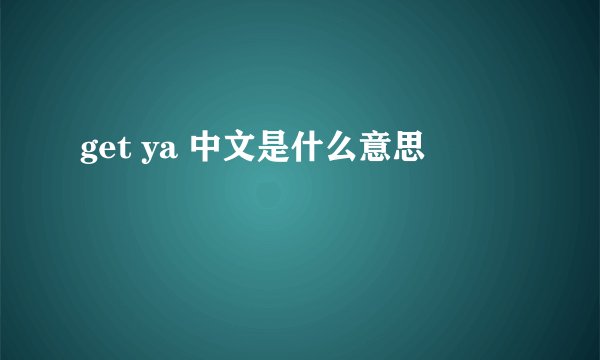get ya 中文是什么意思