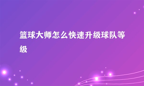 篮球大师怎么快速升级球队等级