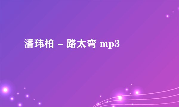 潘玮柏 - 路太弯 mp3