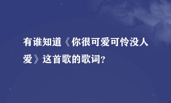 有谁知道《你很可爱可怜没人爱》这首歌的歌词？