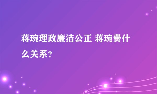 蒋琬理政廉洁公正 蒋琬费什么关系？