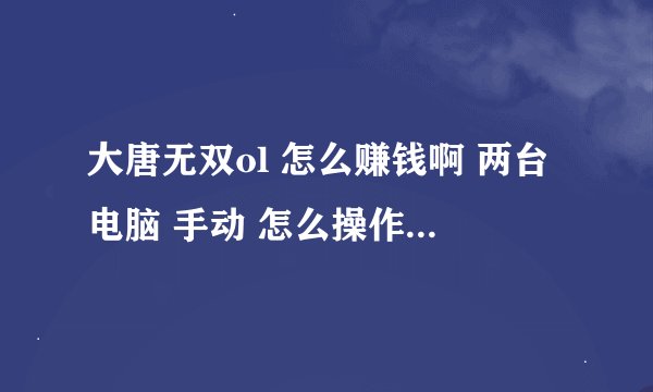 大唐无双ol 怎么赚钱啊 两台电脑 手动 怎么操作能达到最大的利润呢