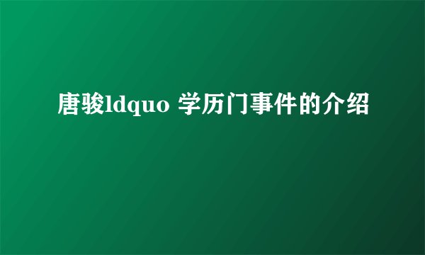 唐骏ldquo 学历门事件的介绍