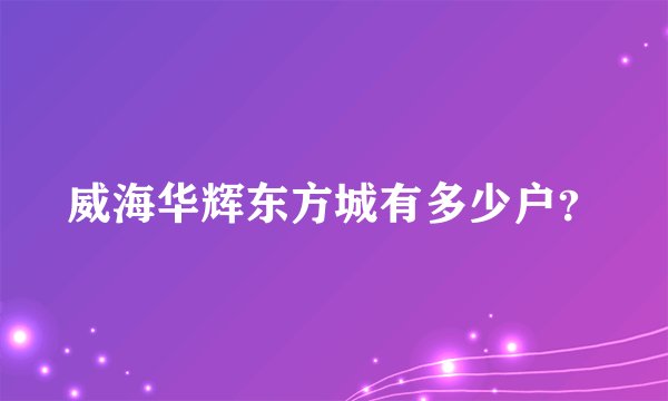 威海华辉东方城有多少户？