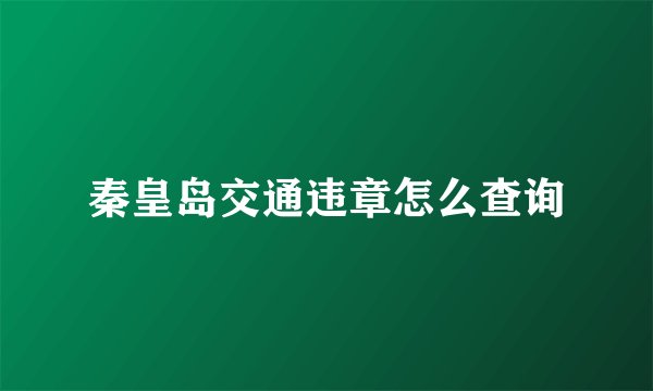 秦皇岛交通违章怎么查询