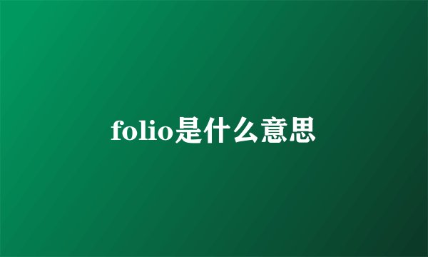 folio是什么意思