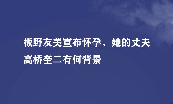 板野友美宣布怀孕，她的丈夫高桥奎二有何背景