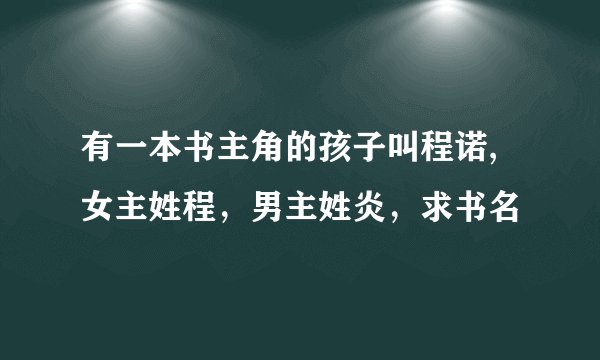 有一本书主角的孩子叫程诺,女主姓程，男主姓炎，求书名