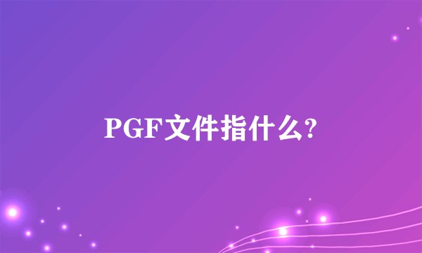 PGF文件指什么?