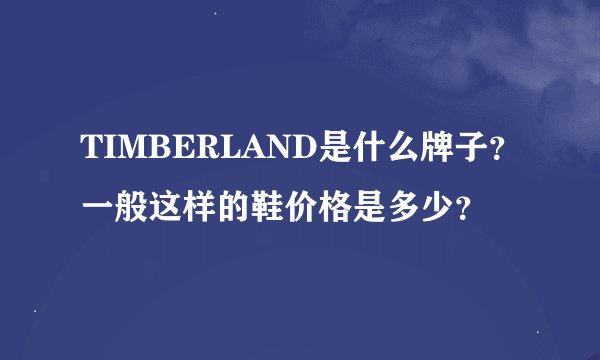 TIMBERLAND是什么牌子？一般这样的鞋价格是多少？