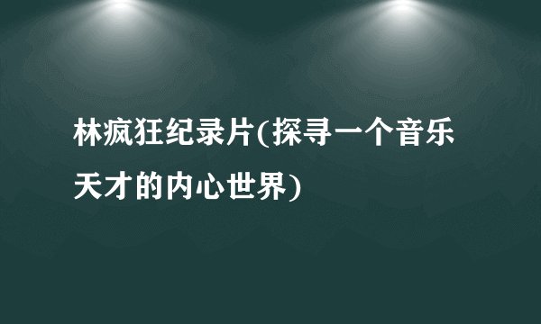 林疯狂纪录片(探寻一个音乐天才的内心世界)