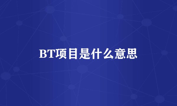 BT项目是什么意思