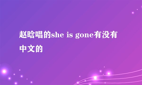 赵晗唱的she is gone有没有中文的