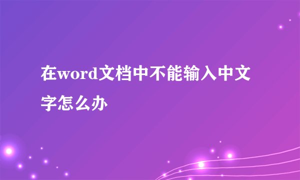 在word文档中不能输入中文字怎么办