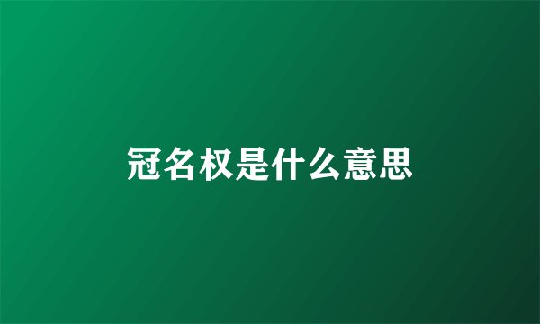 冠名权是什么意思