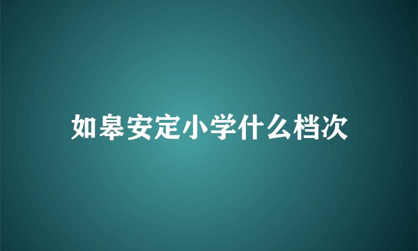 如皋安定小学什么档次